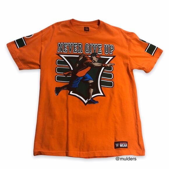 WWE John Cena Never Give Up You Can't See Me Orange Graphic Shirt Large - Picture 1 of 14